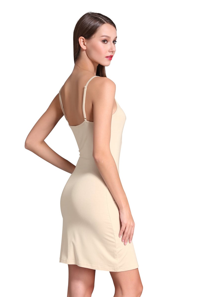 Coreal Women Long Spaghetti Strap Full Cami Slip Camisole Under Dress Liner, XLarge, Oyster - Image 2